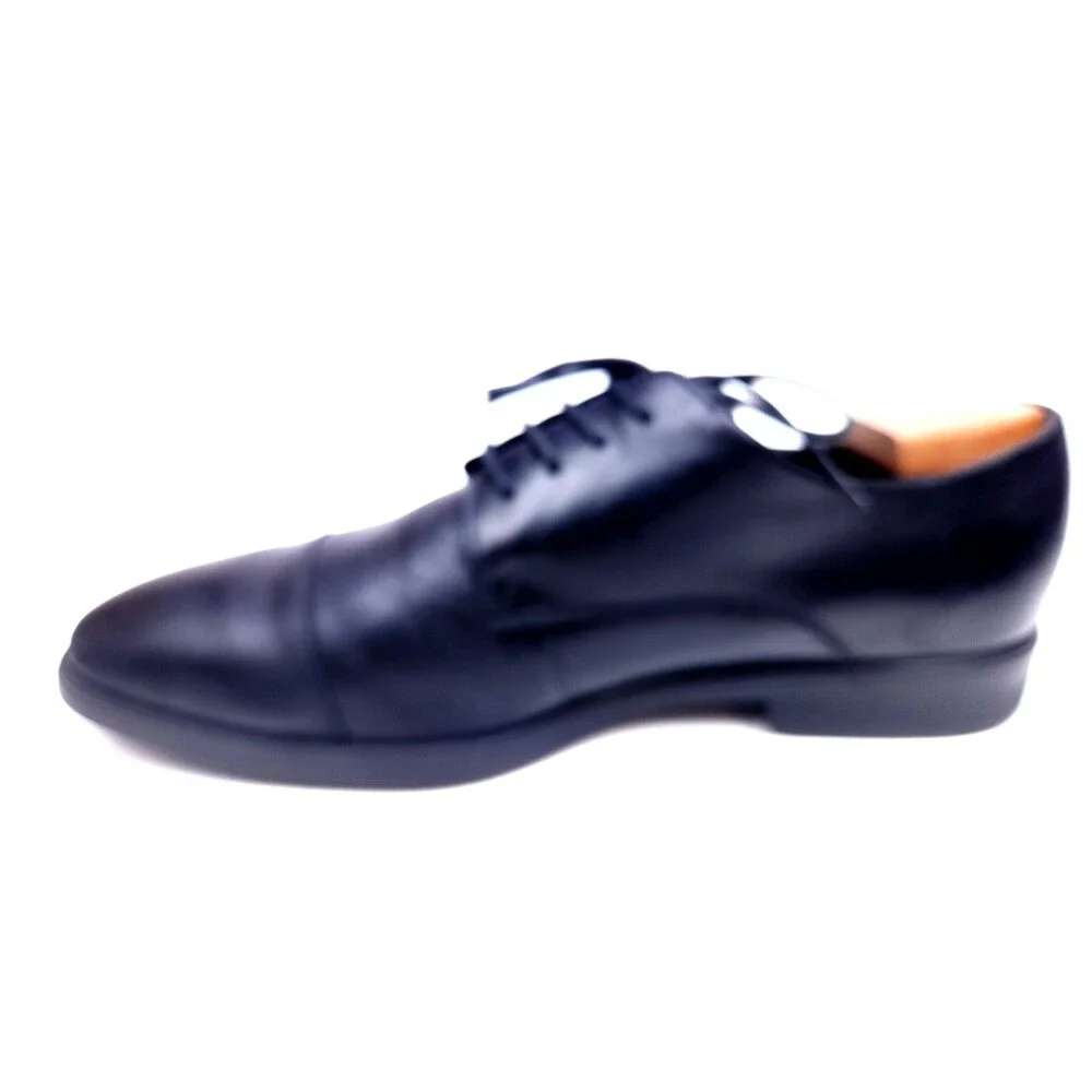 Ecco Melbourne Cap Toe Oxfords Men's Black Leather Shoes sz 44 US 10-10.5